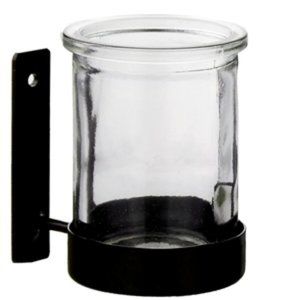 Couronne Company M034-7536 Glass Candle Container & Metal Wall Hanger, 6 oz, Cle